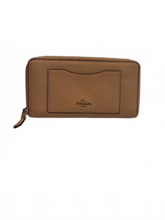 Coach Handbags - Coach Zip-Around Leather Wallet in Tan with Card Slots and Exterior Pocket
